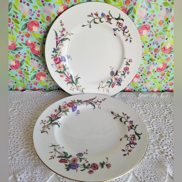 Pair of Wedgewood Devon Sprays Dinner Plates - Picture 1 of 5